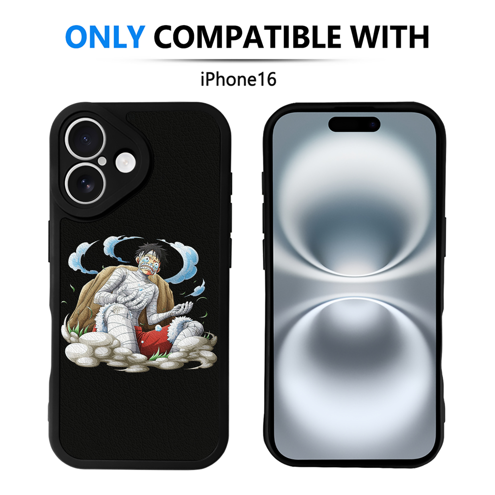 （画像用） ワンピース モンキー・D・ルフィ ONE PIECE Monkey D. Luffy 【iPhone 16シリーズ対応】シリコンスマホケース（レザー調） 材質：シリコン